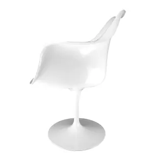 White Tulip Armchair with Green PU Cushion