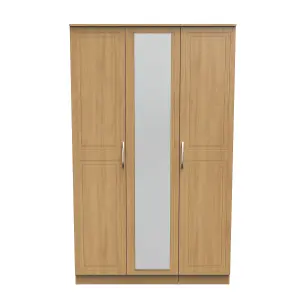 Stafford Triple Mirror Wardrobe in Modern Oak (Ready Assembled)