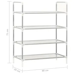 Berkfield Shoe Rack with 4 Shelves Metal and Non-woven Fabric Silver