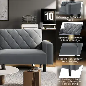 Yaheetech 2 Seater Convertible Sofa Bed - Dark Grey