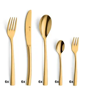 30-Piece 18/10 Stainless Steel Cutlery Set for 6 People Gold