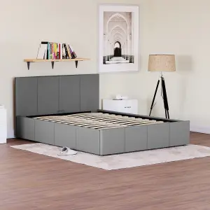 Vida Designs Lisbon Grey 4ft6 Double Ottoman Faux Leather Bed Frame