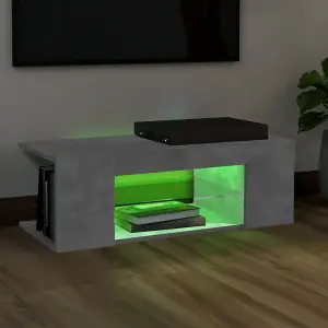 Berkfield TV Cabinet with LED Lights Concrete Grey 90x39x30 cm