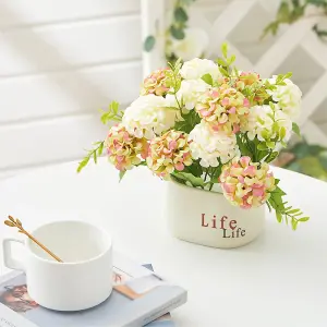 Potted Artificial Flower Ornaments Hydrangea Flower in Ceramic Planter for Tabletop Decoration 20cm (W)