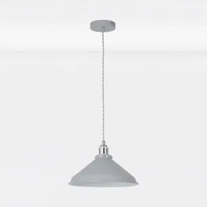 First Choice Lighting Set of 2 Maxwell Flint Grey Chrome Ceiling Pendant Lights