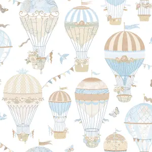 Galerie Just 4 Kids 2 Blue Beige Balloon Journey Smooth Wallpaper