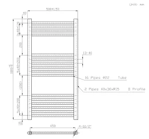 Right Radiators 1000x500 mm Straight Heated Towel Rail Radiator Bathroom Ladder Warmer Anthracite