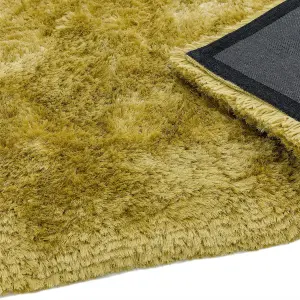 Asiatic Plush Yellow Plain Shaggy Rug-70cm X 140cm