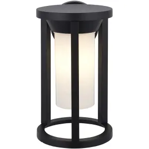 Non Automatic Outdoor Wall Light - Textured Black & White Polycarbonate Shade