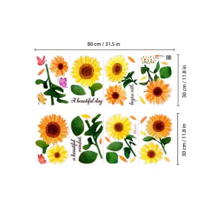 Walplus Watercolour Sunflowers with Butterflies Wall Stickers Mural Decal