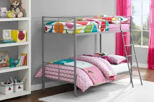 Bunk Bed Convertible Metal Silvergrey, Single