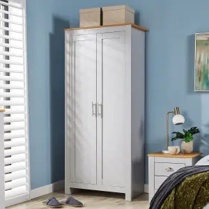 Home Source Camden 2 Door Bedroom Wardrobe Storage Unit Grey