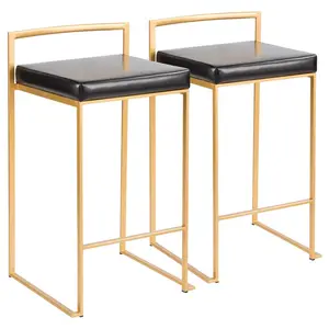 Daggett 68.5cm Bar Stool (Set of 2) Gold / Black / Counter Stool (27" Seat Height)