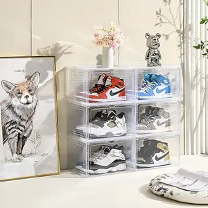 6 Pcs Shoe Cases Transparent Stackable Shoe Storage Box