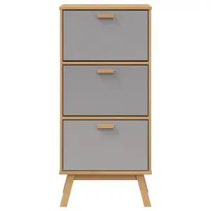 Berkfield Shoe Cabinet OLDEN Grey and Brown 55x35x120cm Solid Wood Pine