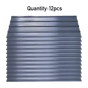 12pcs Steel Corrugated Panels Metal Panels for Outdoor Roofing Sheet, Grey