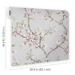 Boutique Eliza Blush Floral Smooth Wallpaper