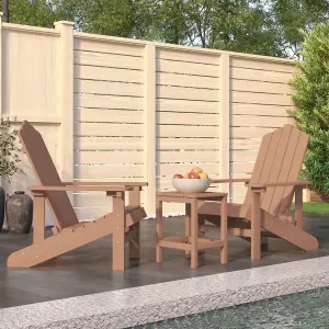 Berkfield Garden Adirondack Chairs with Table HDPE Brown