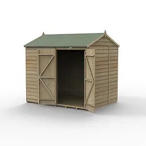 4LIFE Reverse Apex Shed 8x6 - Double Door - No Windows