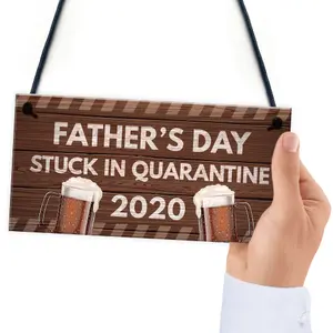 Red Ocean Fathers Day Quarantine Plaque Sign Funny Novelty Gifts For Dad Gifts For Him