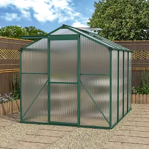 Polycarbonate Greenhouse Walk In Aluminium Frame Garden Green House with Base Foundation,Green,6 x 6 ft