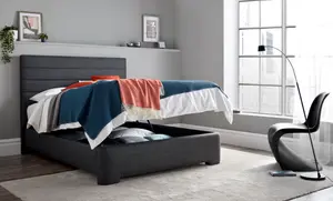 Kaydian Appleby Ottoman Storage Bed: Slate Grey Fabric Contemporary Design with Spacious Storage