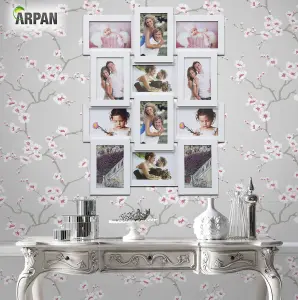 Arpan Multi Aperture Picture Wooden Photo Frame Holds 12 x 6 x4 Photos, Collage Picture Wall-Mounted Frame (White)