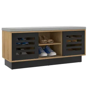 Costway Wooden Shoe Bench Shoe Storage Cabinet Organizer Stool W/ 3 Adjustable Shelves