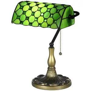 HOMCOM Stained Glass Table Lamp, for Bedroom Bedside, Bulb not Included