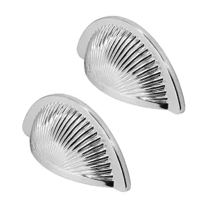 DecorAndDecor - ARRO Polished Nickel Half Moon Shaker Cup Cabinet Knob Drawer Cupboard Kitchen Pull Handles - Pair