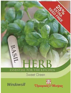 Herb Basil Sweet Green 1 Seed Packet (400 Seeds)