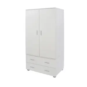 White Gloss 2 door, 2 drawer low wardrobe, Lido White