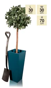 Primrose Teal Flared Square Aluzinc Indoor Outdoor Planter 70cm