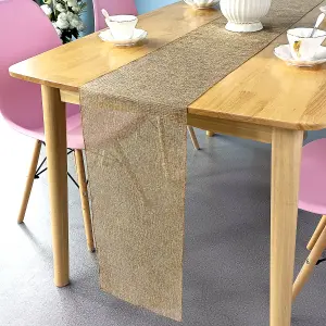 Neel Blue 29cm x 275cm Plain Hessian Table Runner, Beige