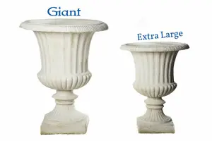 Pair of Extra Large White/cream Ancient Greek  Fluted Vase Planter Urn