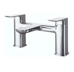 Modern Bathroom Design Chrome Bath Filler Mixer Tap Dual Lever Ceramic Disc