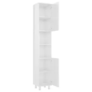 Berkfield Bathroom Cabinet High Gloss White 30x30x179 cm Engineered Wood