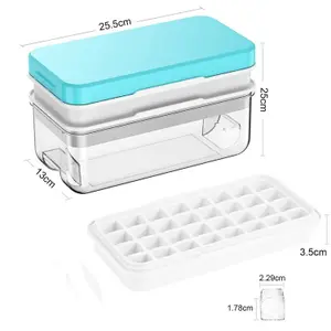 Ice Cube Tray - Cube Ice Ice Trays with Lid & Bin for Freezer - Mini Ice Cube Maker - 64pcs Easy Ice Cube Removal