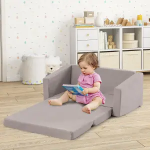 Costway 2-in-1 Kids Convertible Couch Children Fold out Sofa Bed Lounger Flip Open