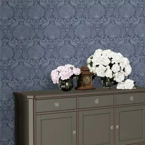 Laura Ashley Contemporary Dusky seaspray Damask Smooth Wallpaper Sample