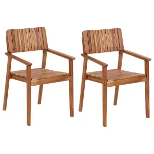 Set of 2 Garden Chairs AGELLO Acacia Wood Light Wood