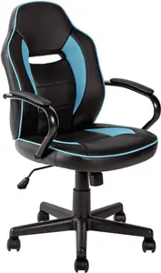 Argos Home Faux Leather Mid Back Gaming Chair - Blue & Black