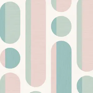 Envy Morse Rose & Sage Geometric Smooth Wallpaper Sample