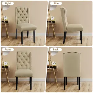 Upholstered Dining Chair (Set of 2) Khaki