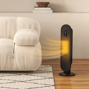 HOMCOM Ceramic Space Heater Tower Heater With 45 Degree Oscillation, Black