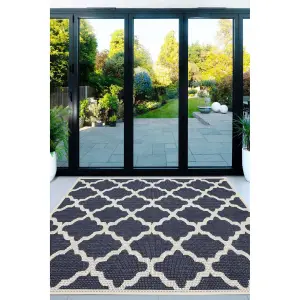 Melrose Trellis Gel Flatweave Blue Medium Area Rug 080/150cm