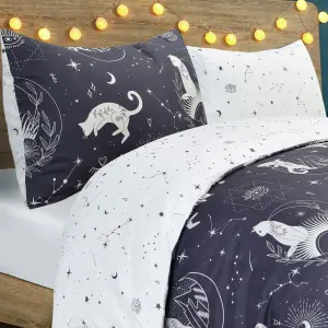 Smart Living Luxury Super Soft Reversible Celestial Cats Duvet Cover with Pillowcase