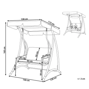 Beliani Traditional Patio Swing TESERO Metal Grey