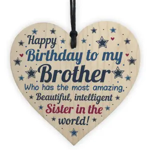 Red Ocean Funny Brother Birthday Gifts Brother Birthday Card Wooden Heart From Sister Gift Family Plaque Keepsake