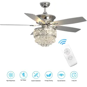 Modern Adjustable Lighting Ceiling Fan Light Fixture with Remote Control 52 Inch